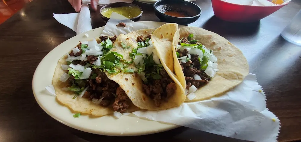 Fajita Beef Flour Tacos with Cilantro and Onions
